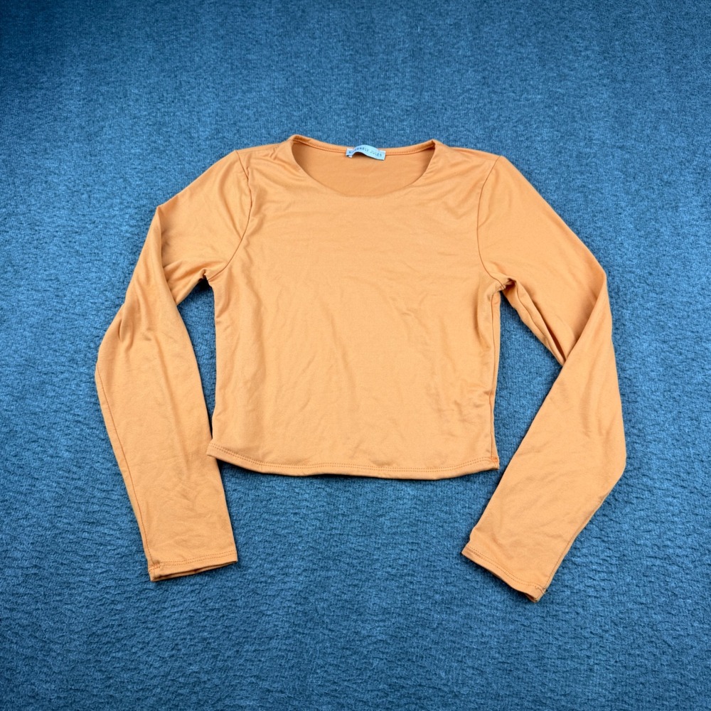 Sincerely Jules Crop Top Women's Small Orange Long Sleeve Crew Neck T56045